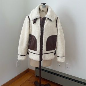 NEW w/tags women’s sz L Levi’s  sherpa biker style jacket w/faux leather trim